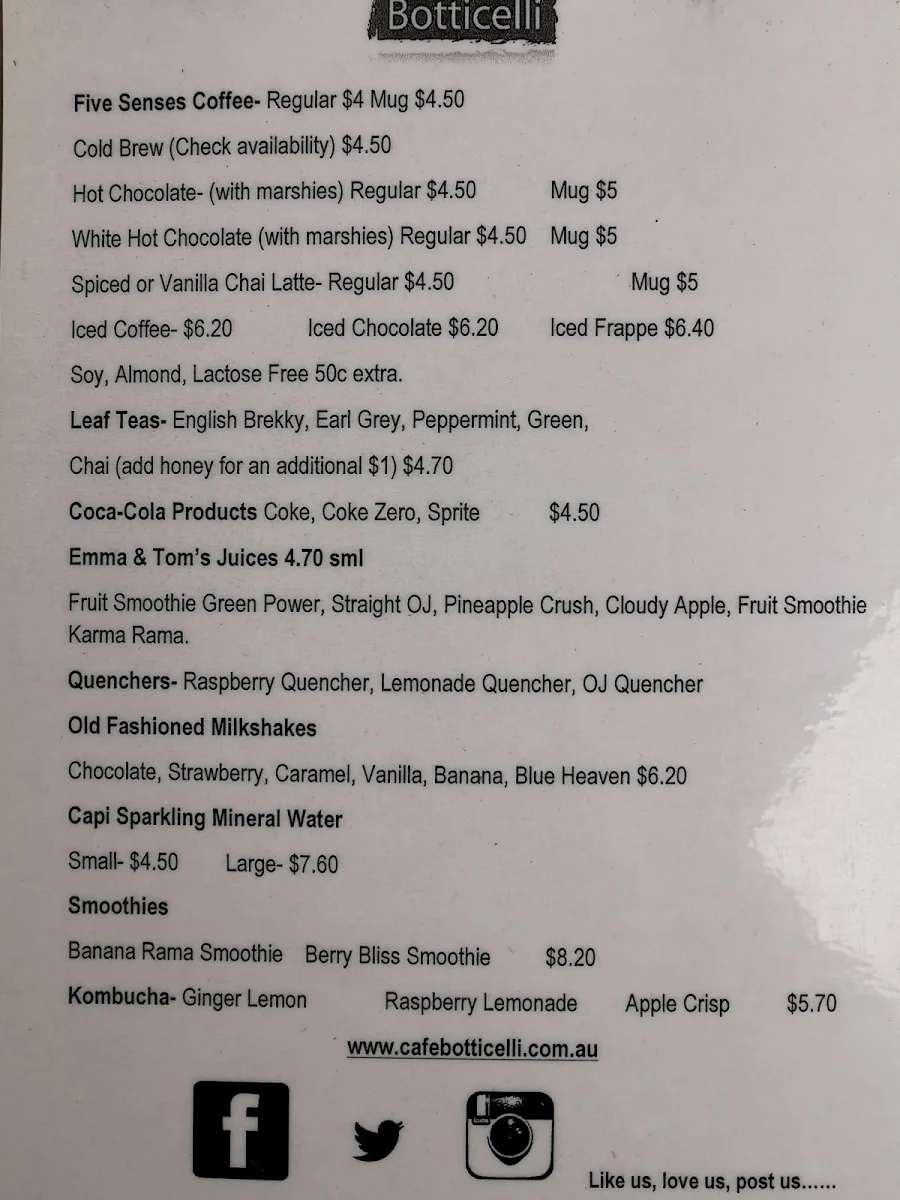 Menu, Botticelli