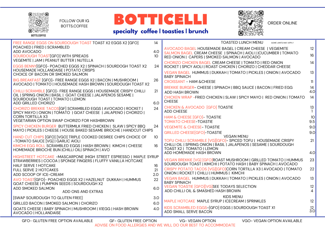 Menu, Botticelli