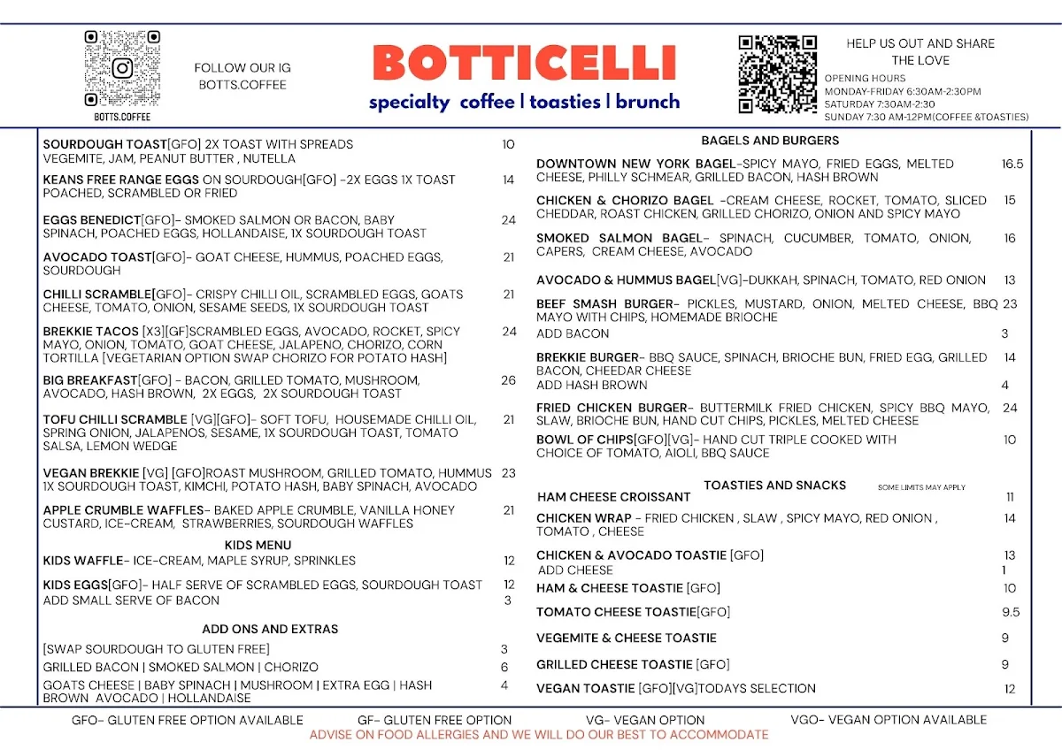Menu, Botticelli