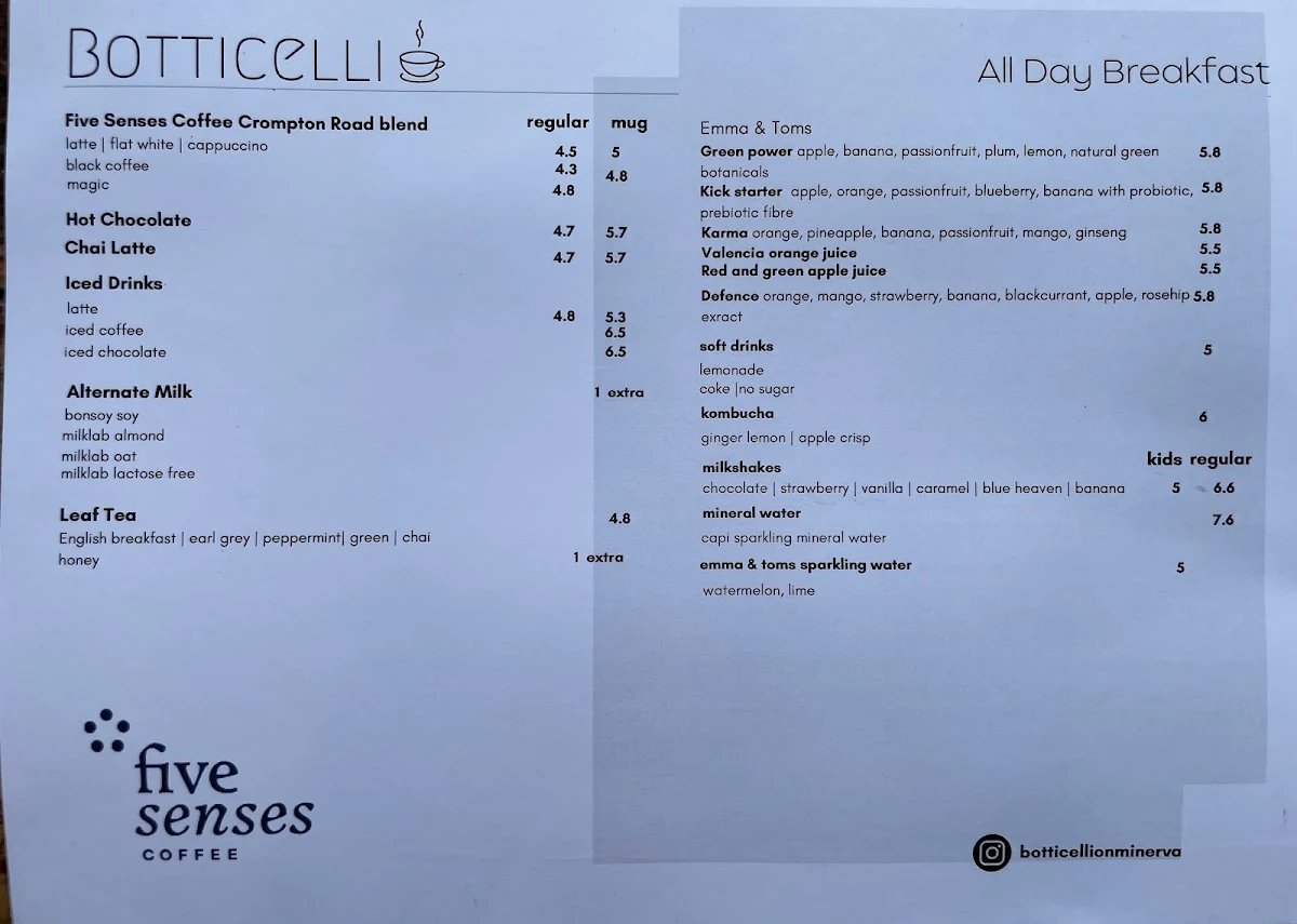 Menu, Botticelli