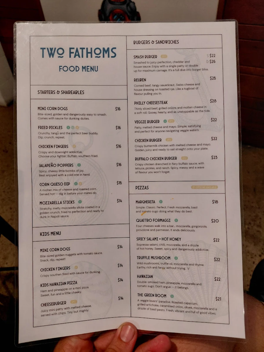 Menu, Two Fathoms Brewing