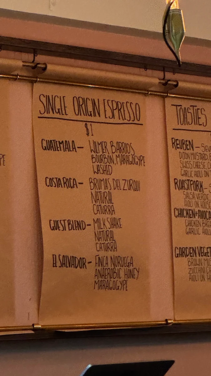 Menu, Pilgrim Coffee