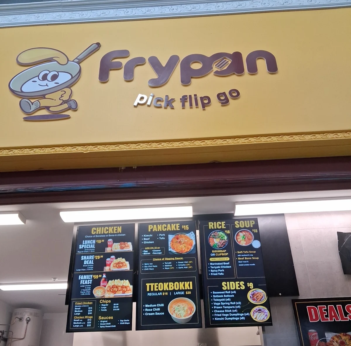 Menu, Frypan pick flip go