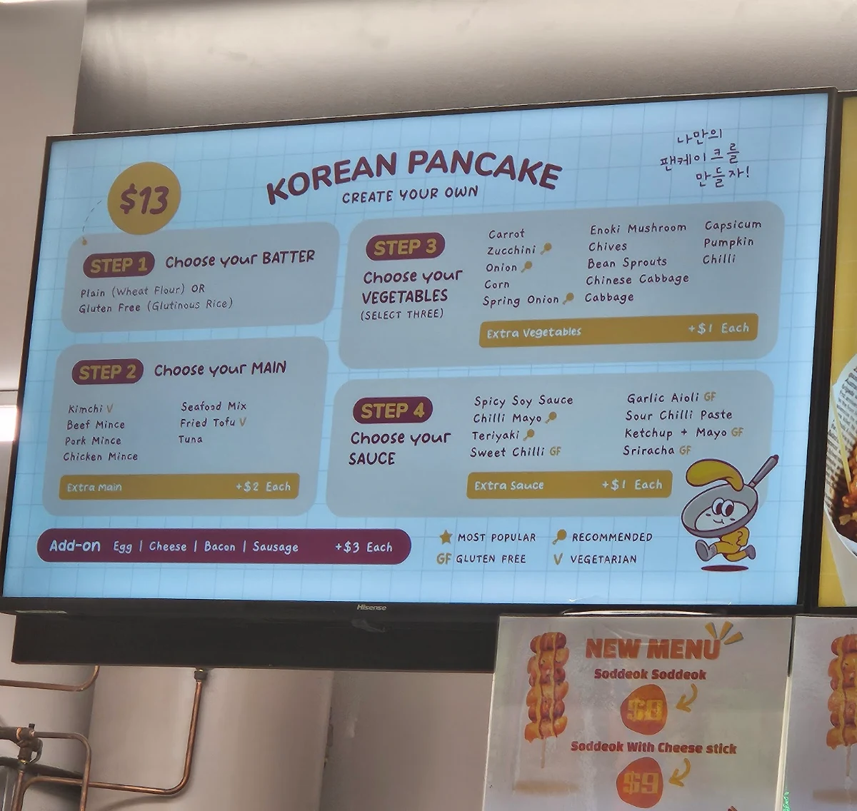 Menu, Frypan pick flip go