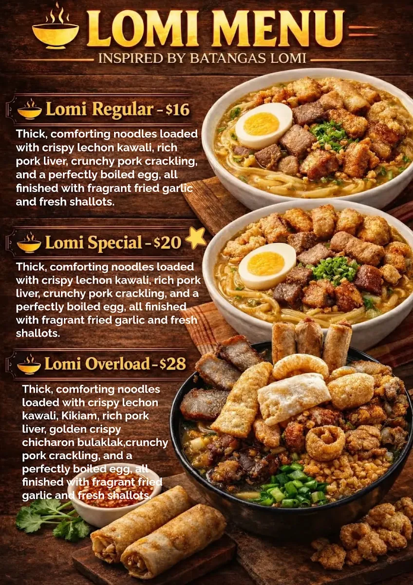 Menu, Lugaw Queen Restaurant