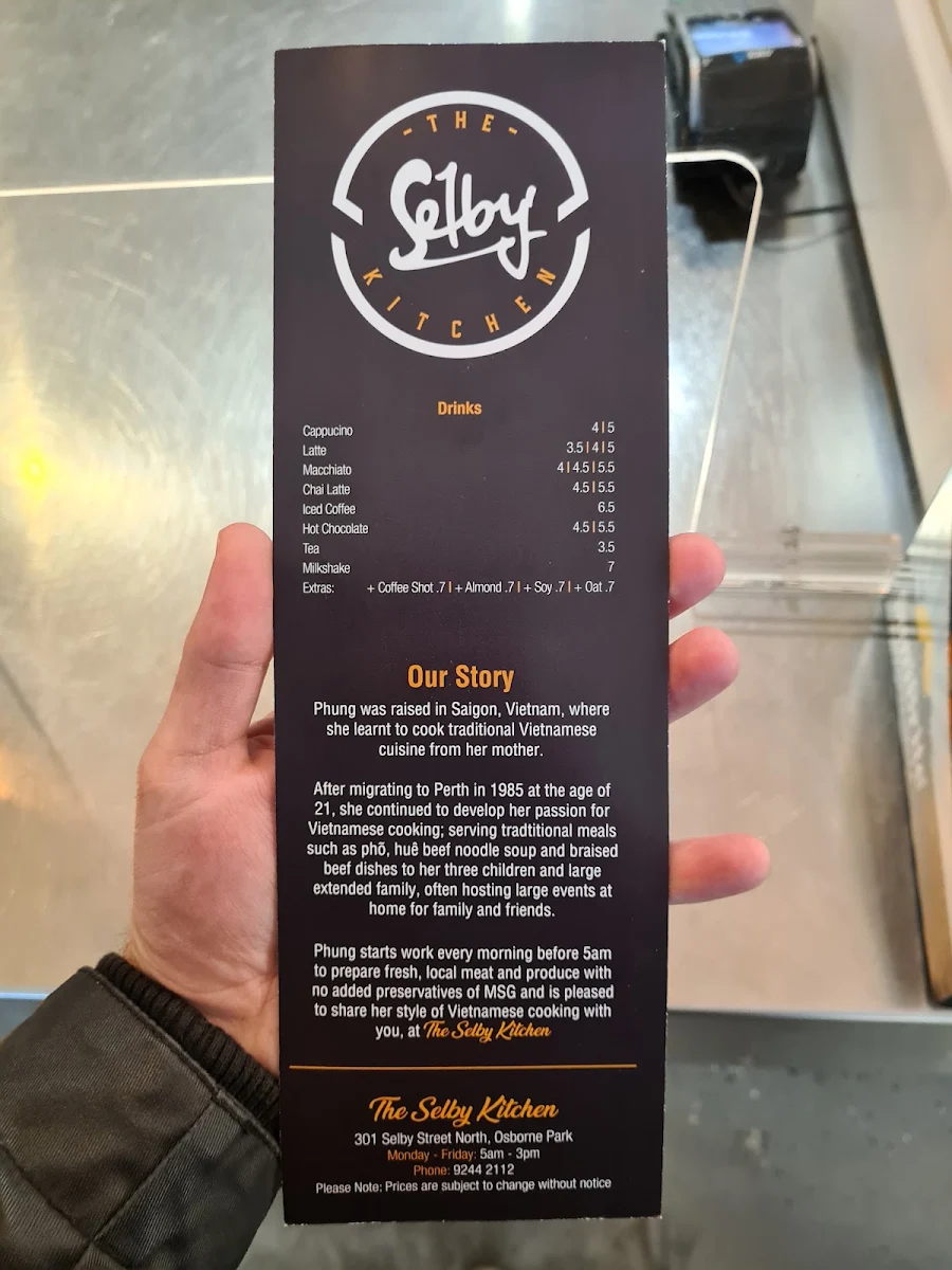 Menu, The Selby Kitchen