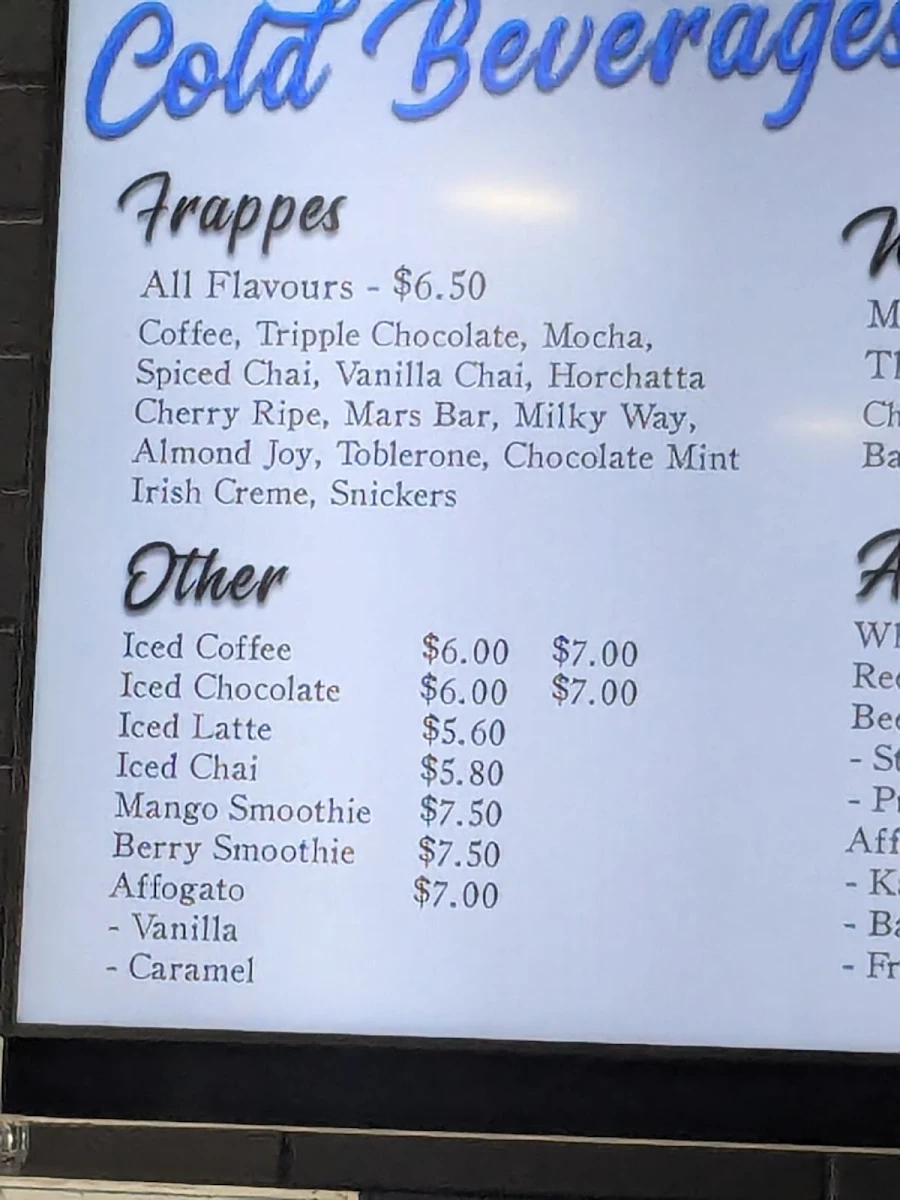 Menu, The Country Bakehouse