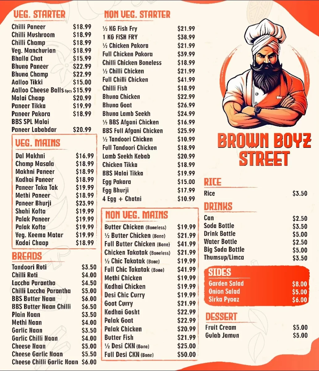 Menu, Brown Boyz Street