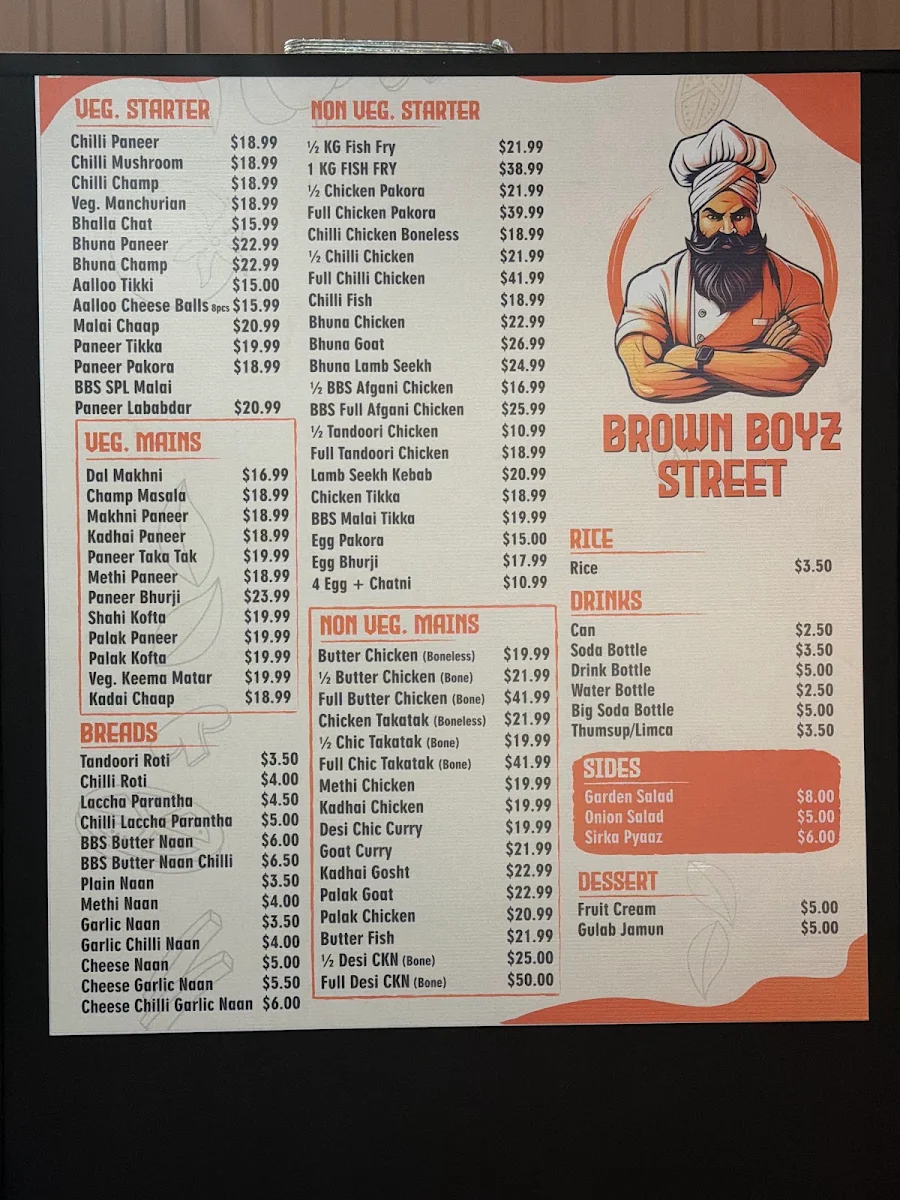 Menu, Brown Boyz Street
