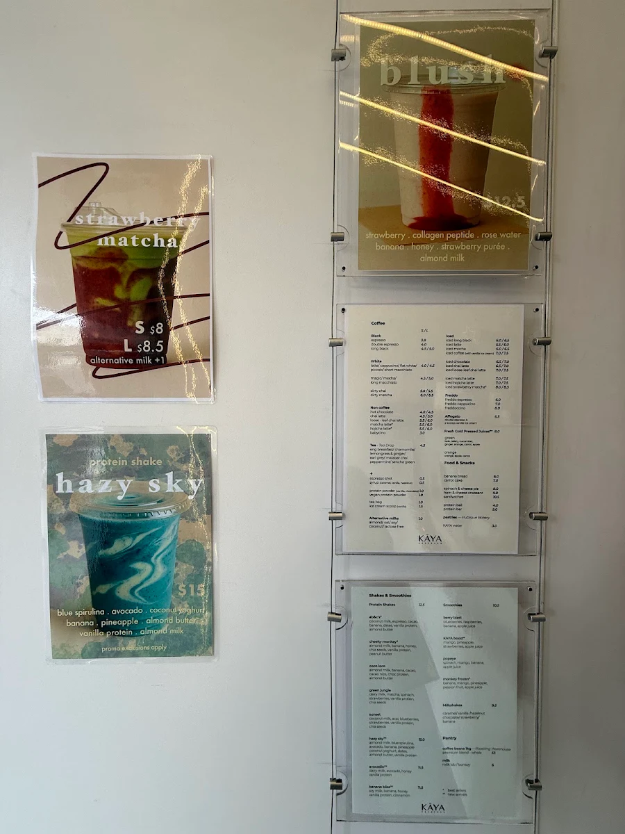 Menu, KĀYA Espresso Bar
