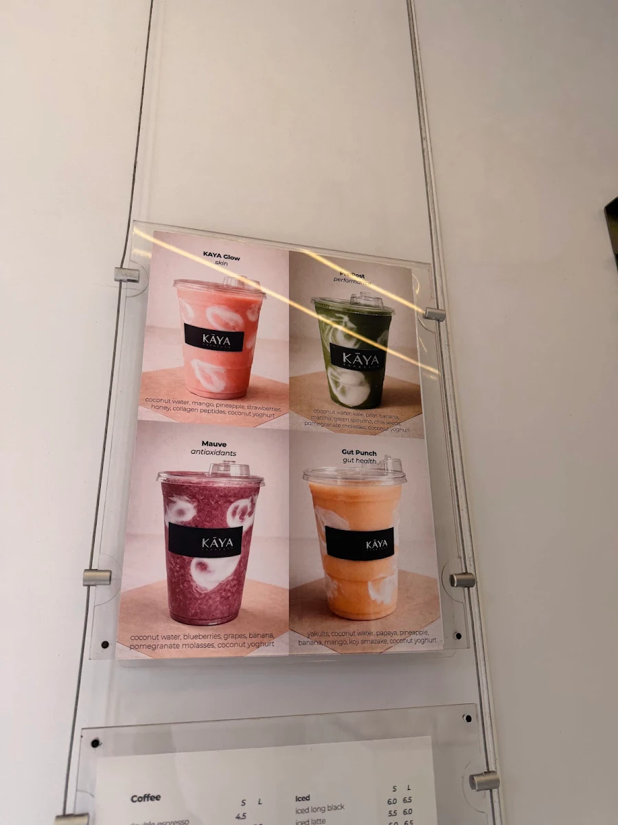 Menu, KĀYA Espresso Bar
