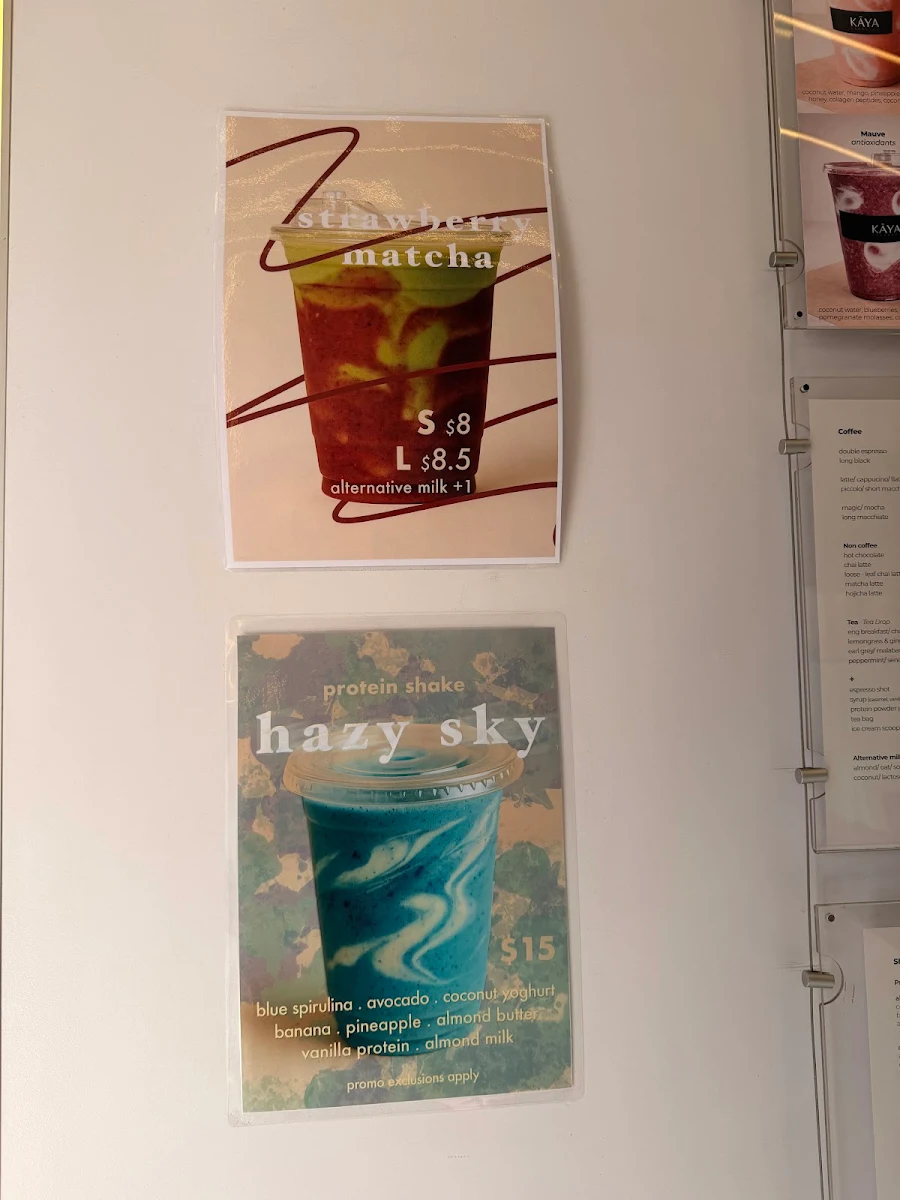 Menu, KĀYA Espresso Bar