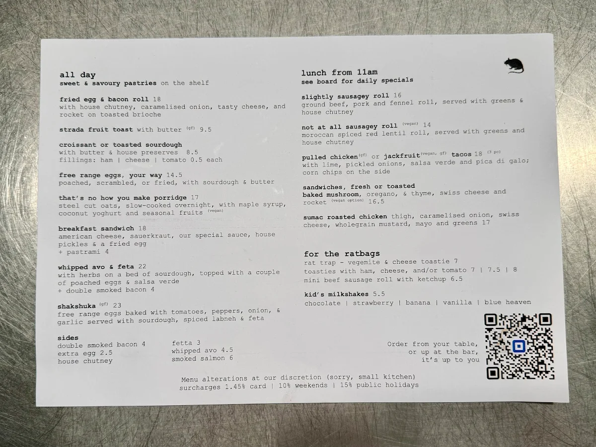 Menu, Rat the Cafe