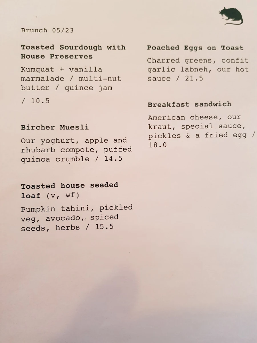 Menu, Rat the Cafe