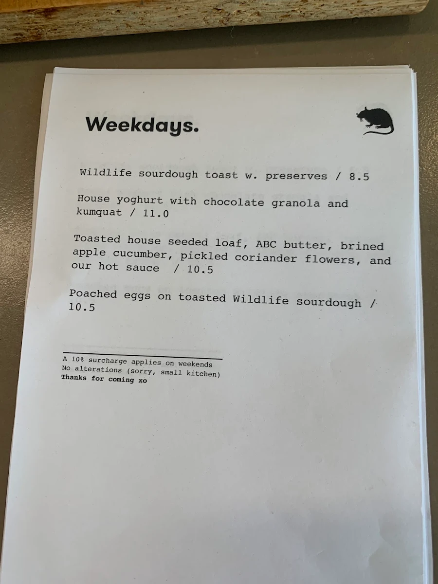 Menu, Rat the Cafe