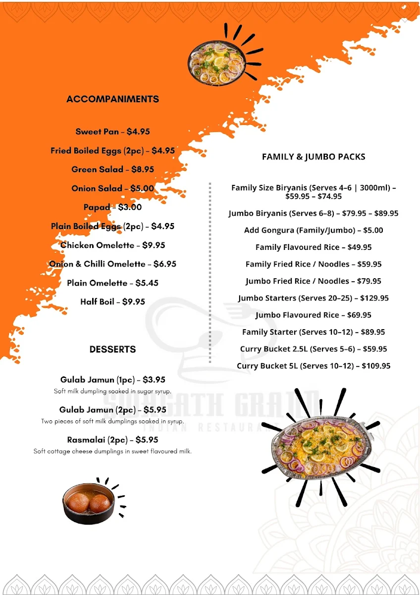 Menu, Swagath Grand GlenHuntly