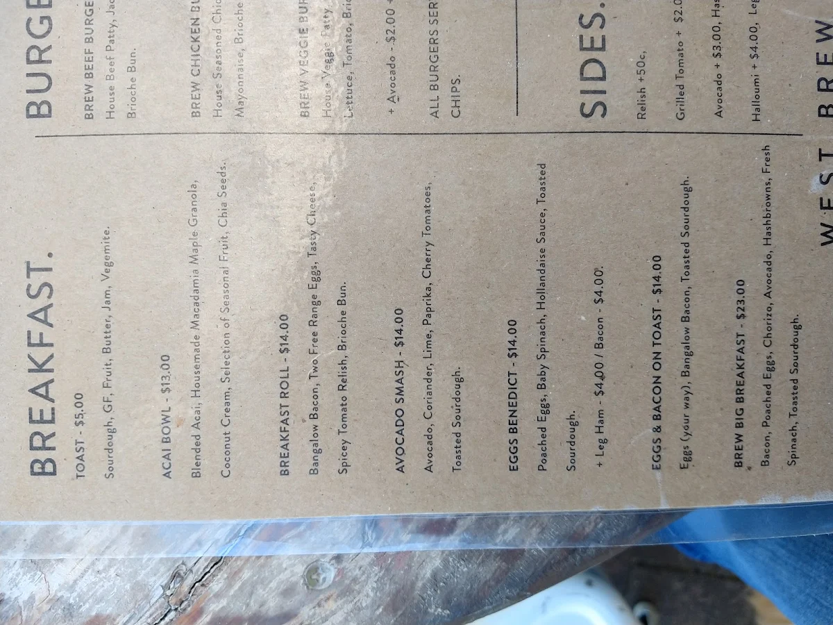 Menu, WestBrew Coffee