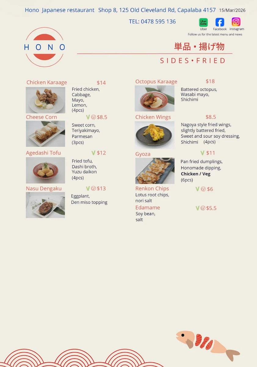 Menu, Hono Japanese Restaurant 🍜Ramen & Rice