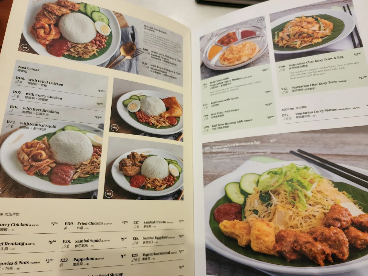 Menu, PappaRich Adelaide