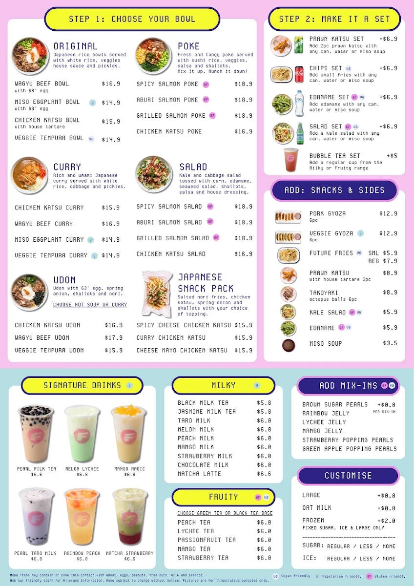 Menu, Future Canteen South Melbourne