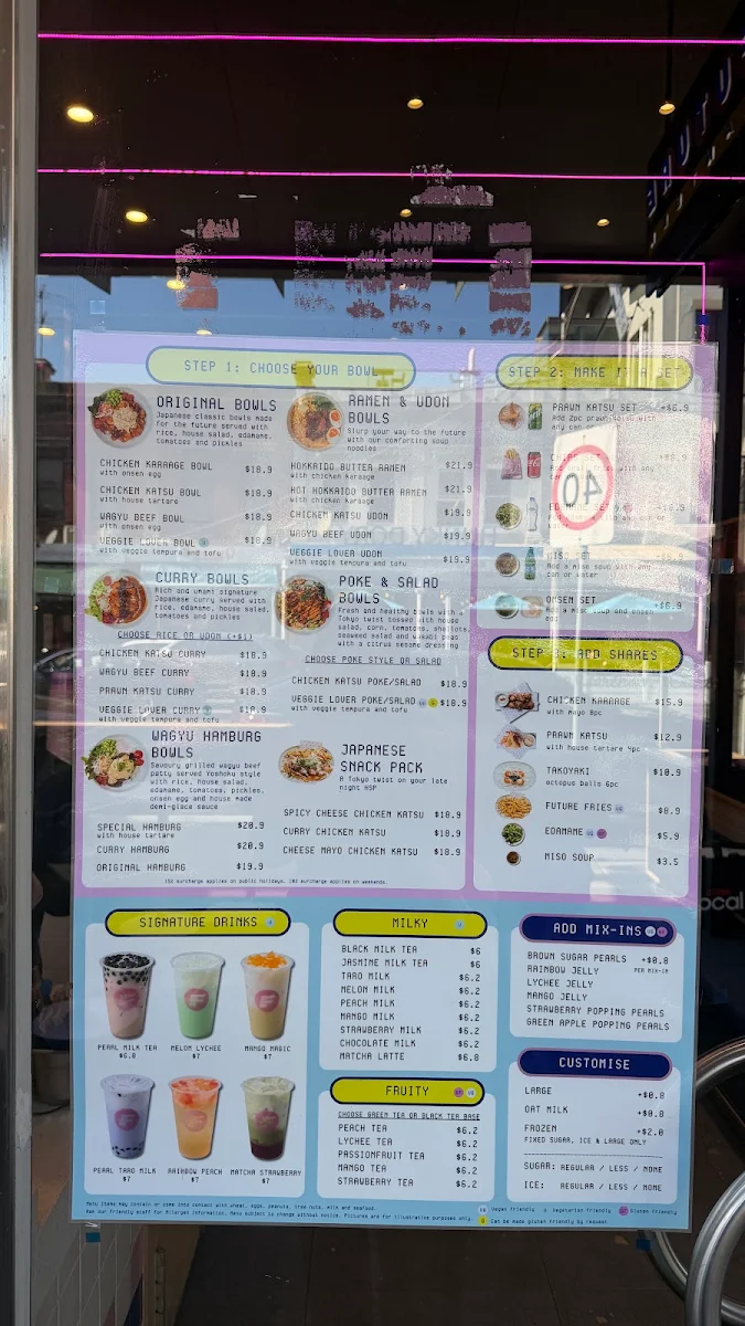 Menu, Future Canteen South Melbourne