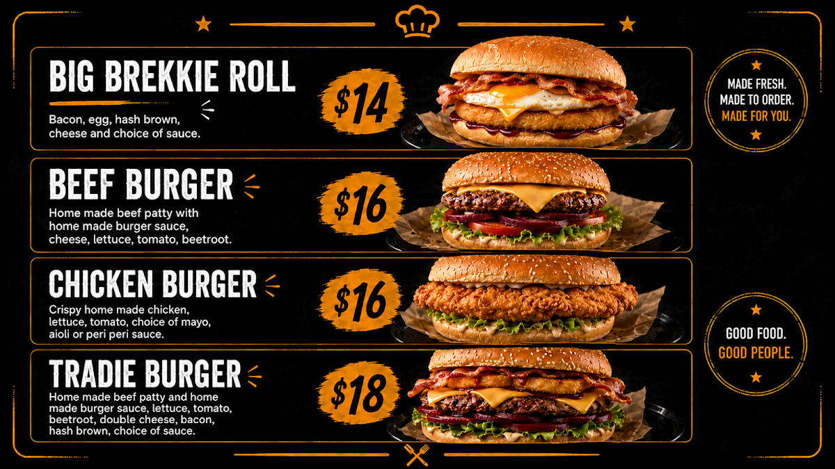 Menu, Tabz Kitchen