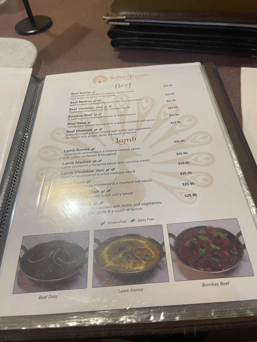 Menu, Indian Flavour Authentic Indian Cuisine