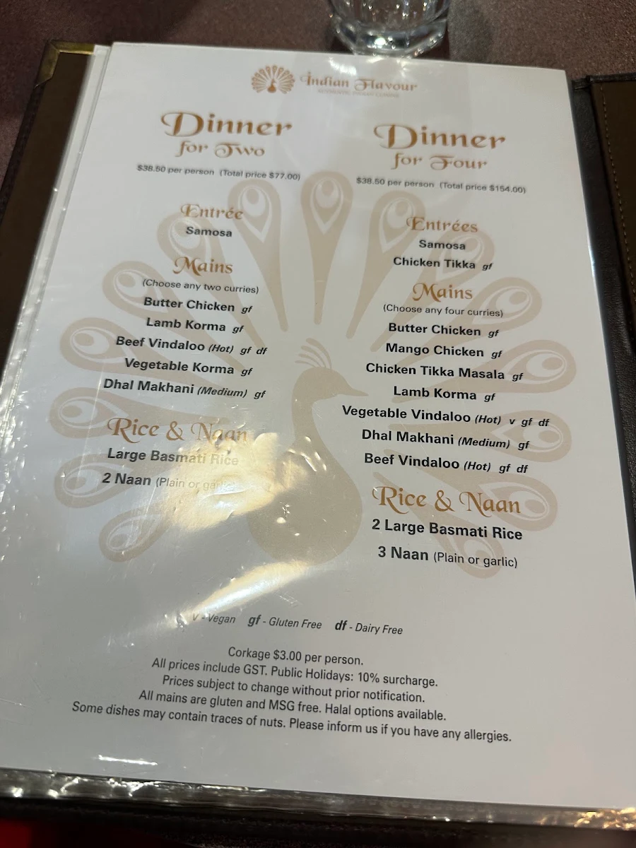 Menu, Indian Flavour Authentic Indian Cuisine
