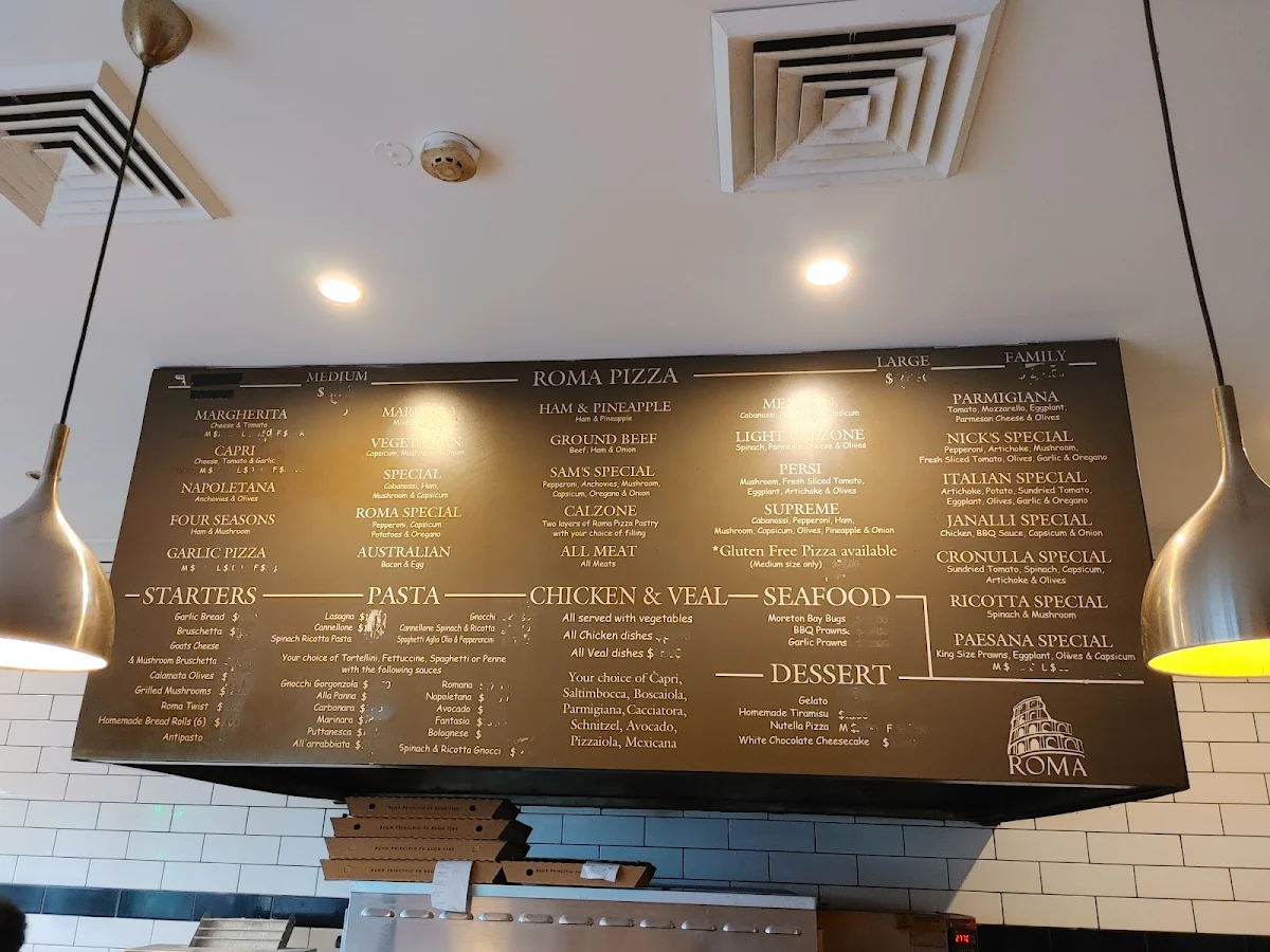 Menu, Roma Pizza Restaurant