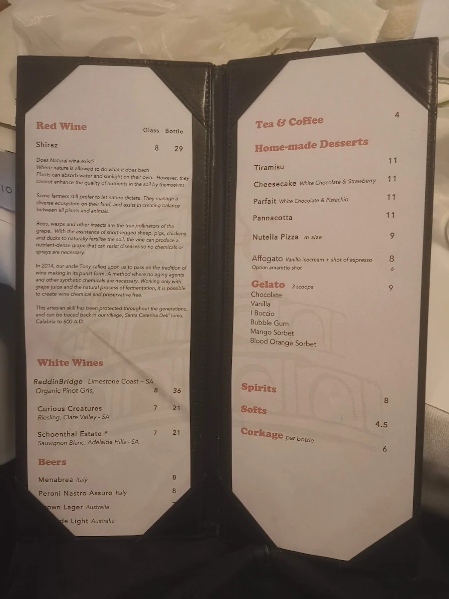 Menu, Roma Pizza Restaurant