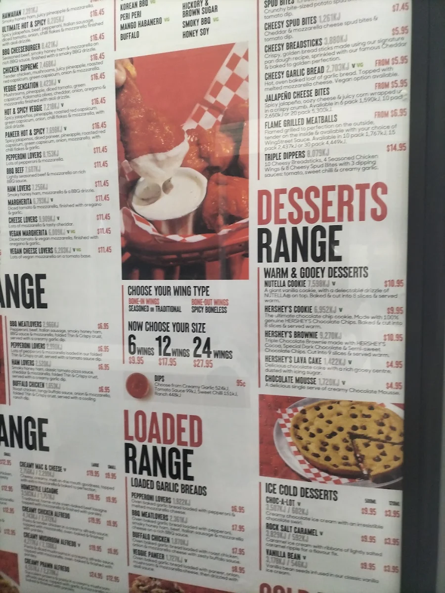 Menu, Pizza Hut Cairns