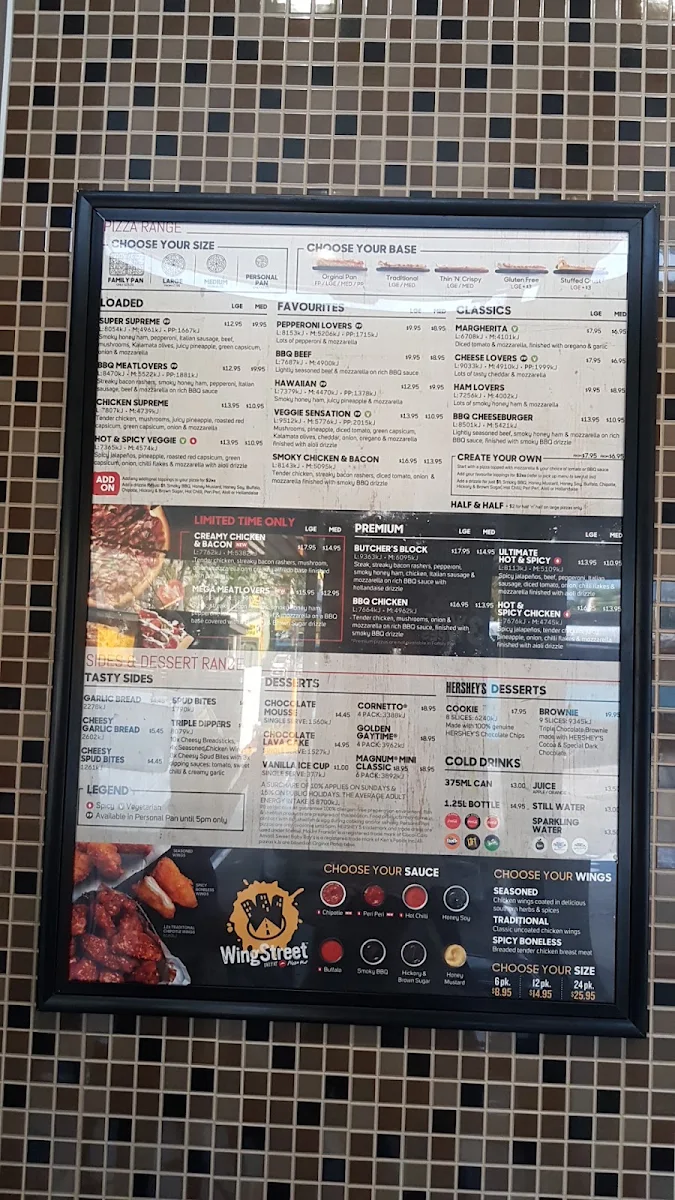 Menu, Pizza Hut Cairns