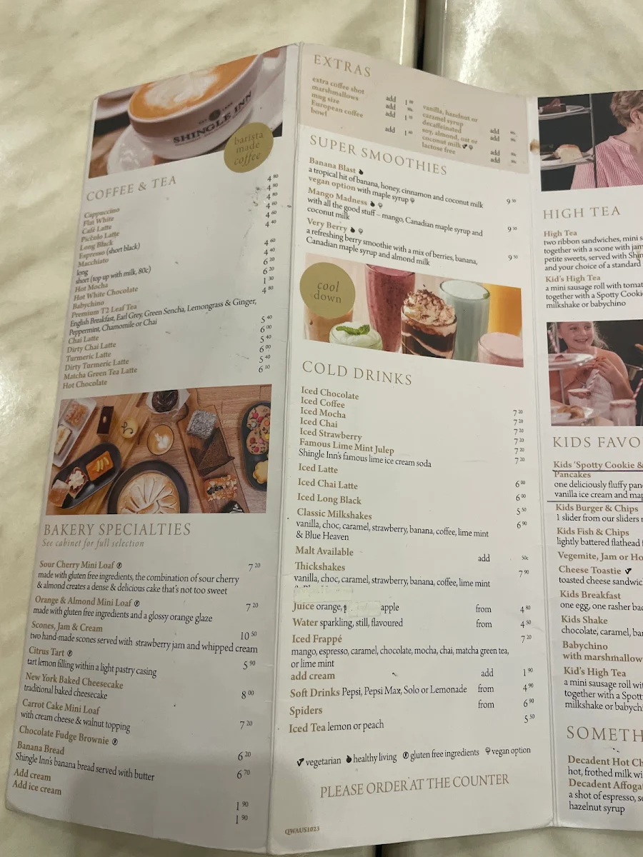 Menu, Shingle Inn North Lakes