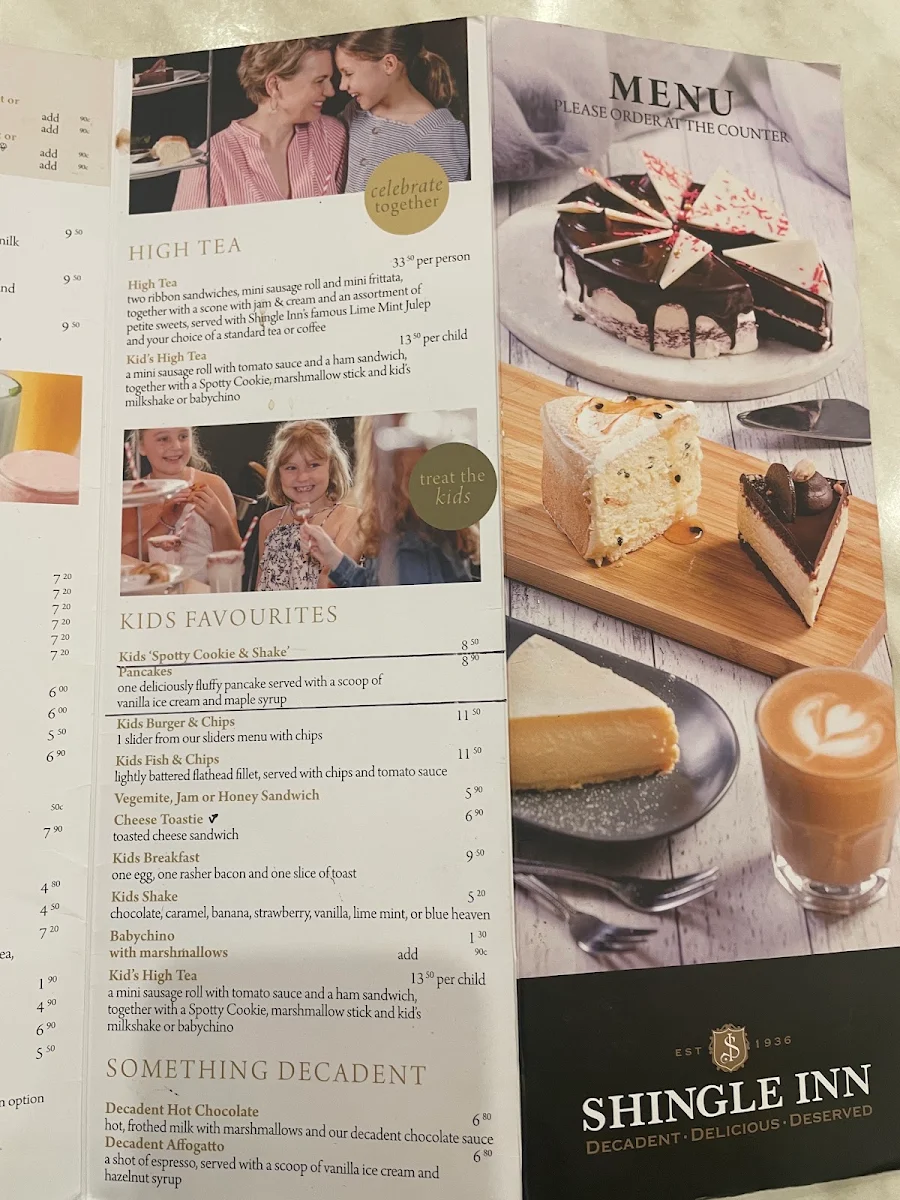 Menu, Shingle Inn North Lakes
