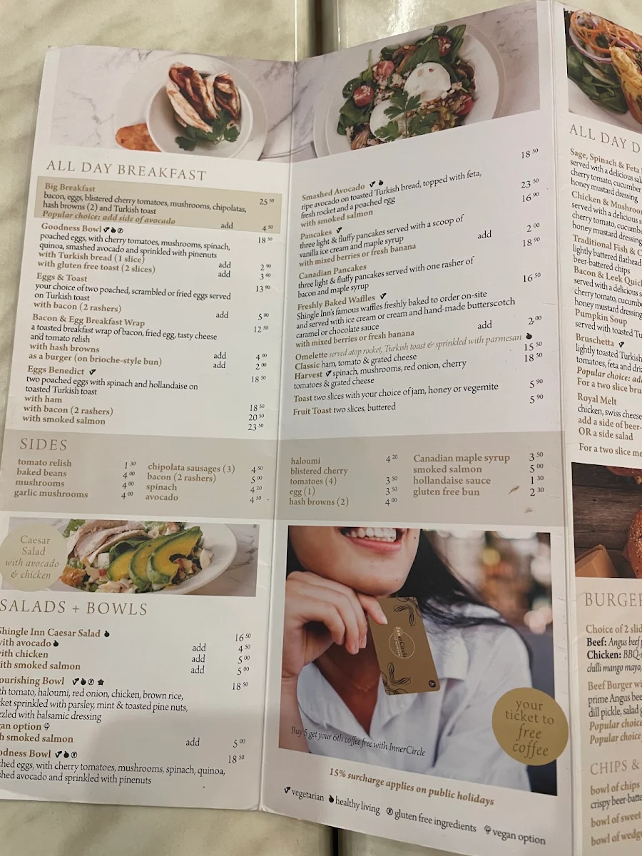 Menu, Shingle Inn North Lakes