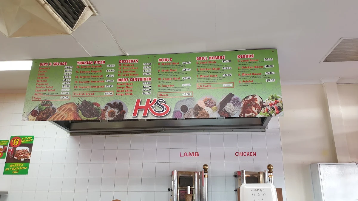 Menu, Horsham Kebab Station