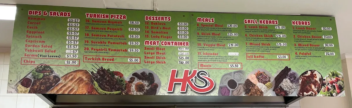 Menu, Horsham Kebab Station