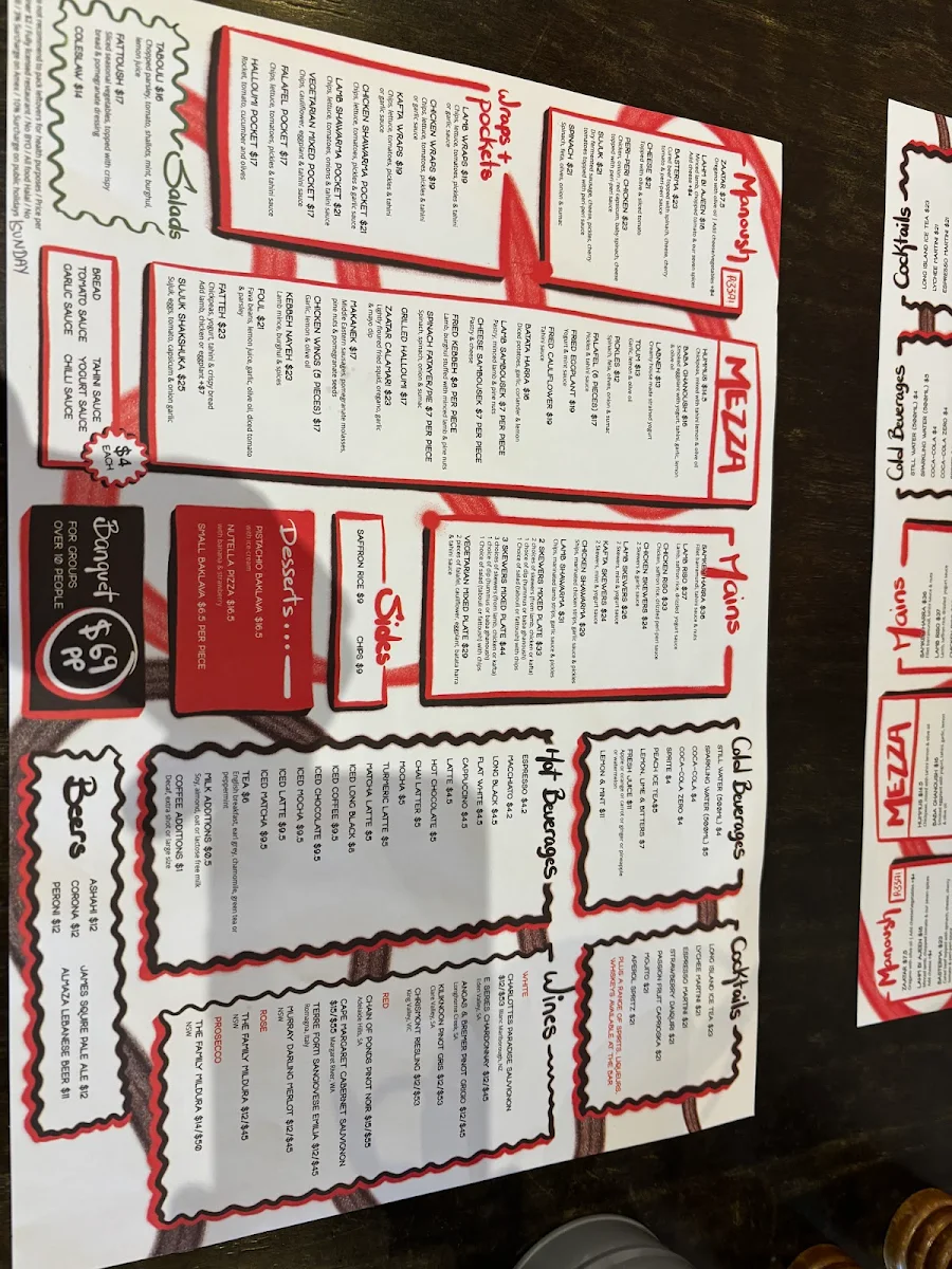 Menu, Beirut Street Food