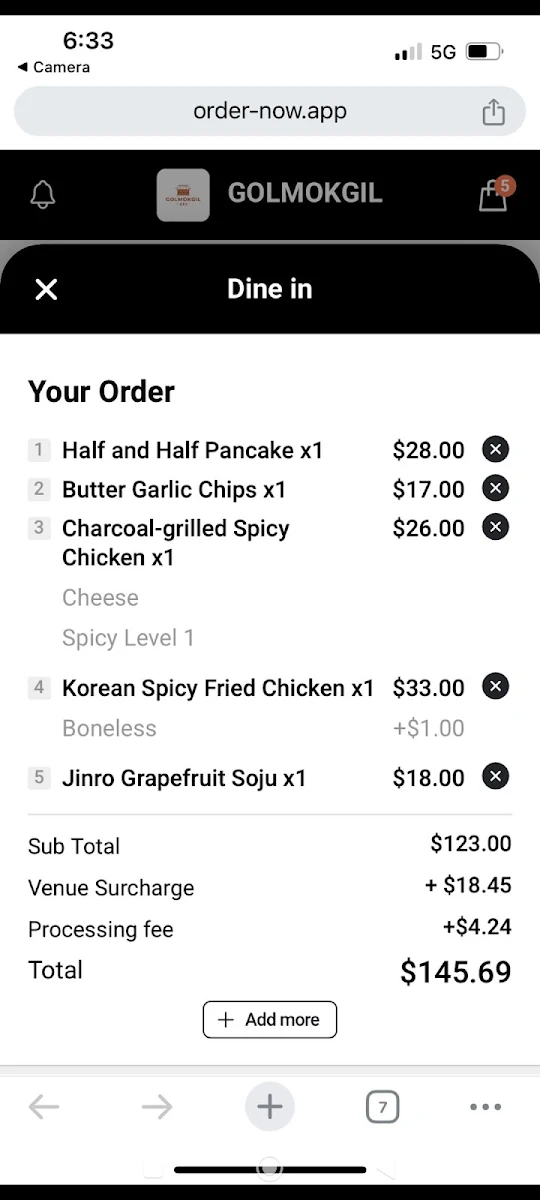 Menu, Golmokgil