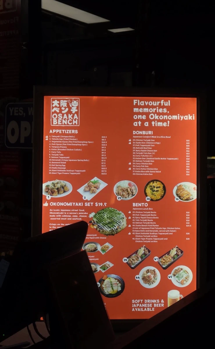 Menu, Osaka Bench