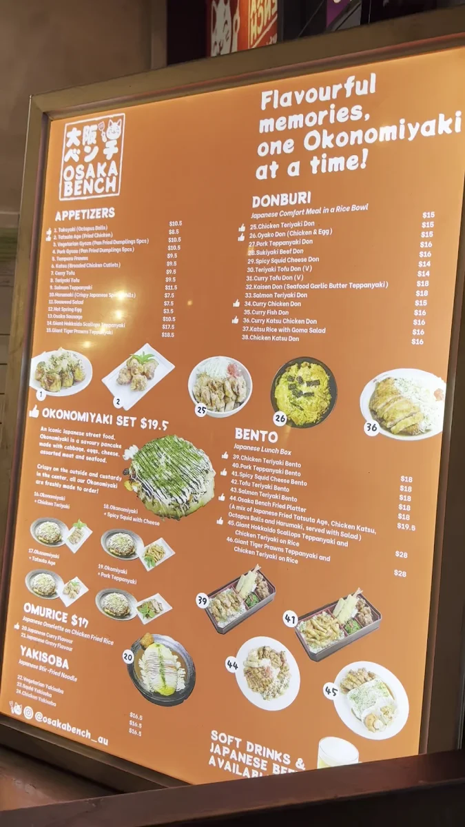 Menu, Osaka Bench