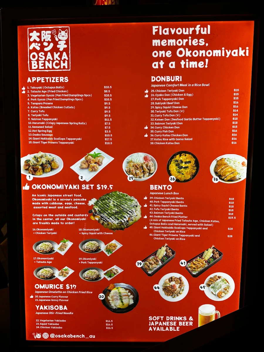 Menu, Osaka Bench