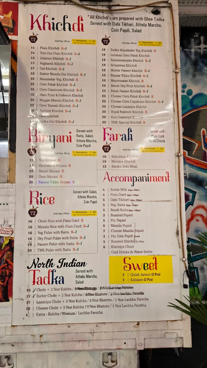 Menu, The Matka Khichdi