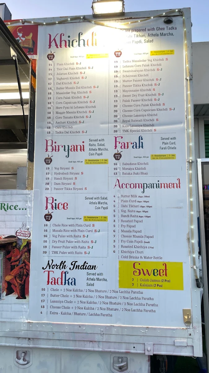 Menu, The Matka Khichdi