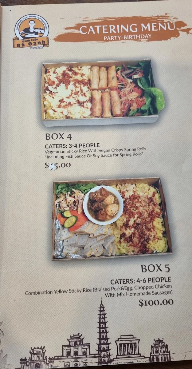 Menu, Bánh Cuốn Bà Oanh
