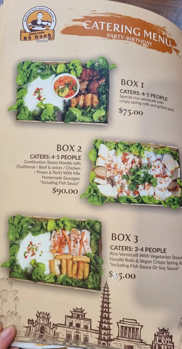 Menu, Bánh Cuốn Bà Oanh