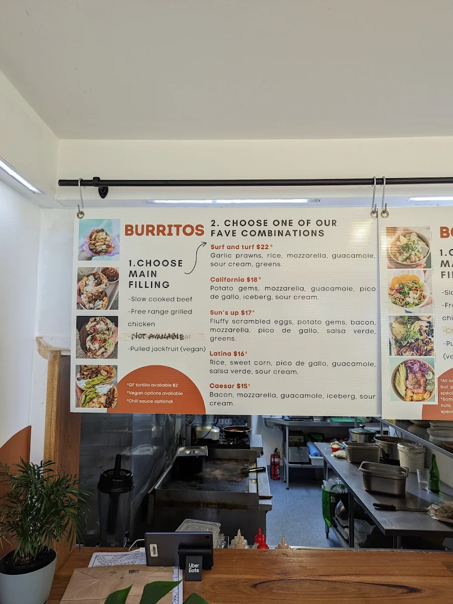 Menu, Luuna Mexican Cantina