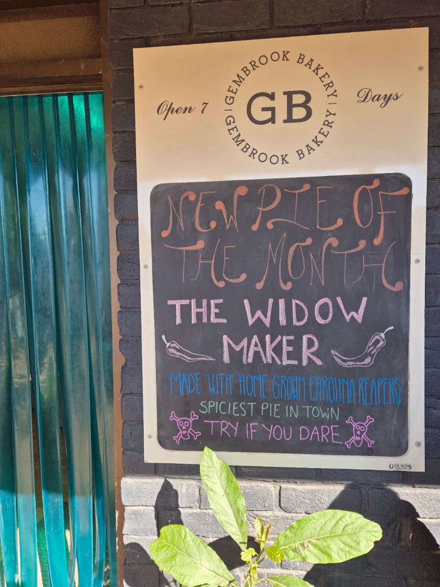 Menu, Gembrook Bakery