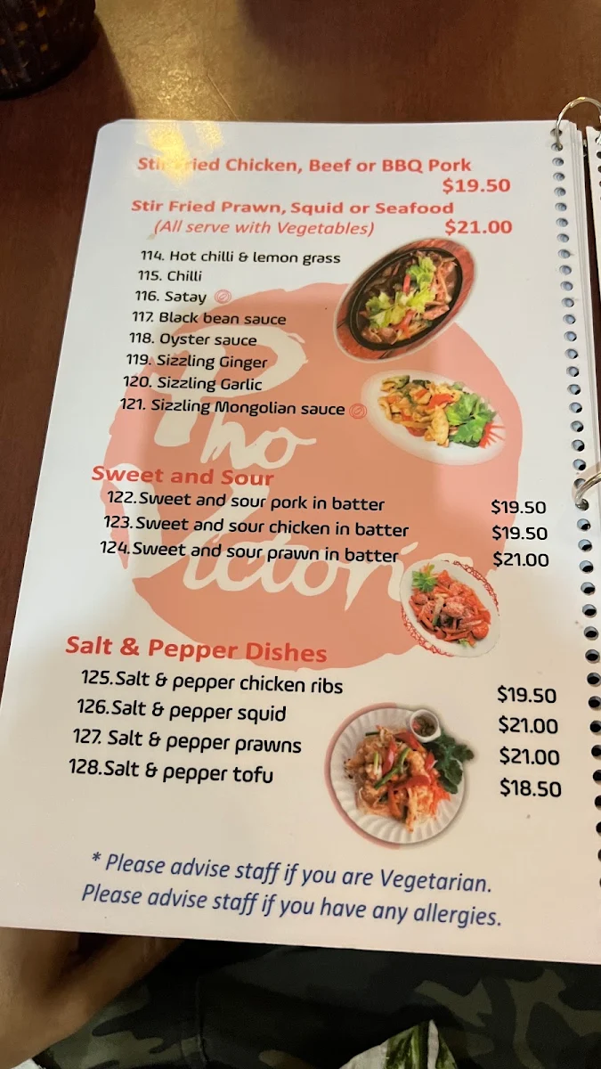 Menu, Pho Victoria