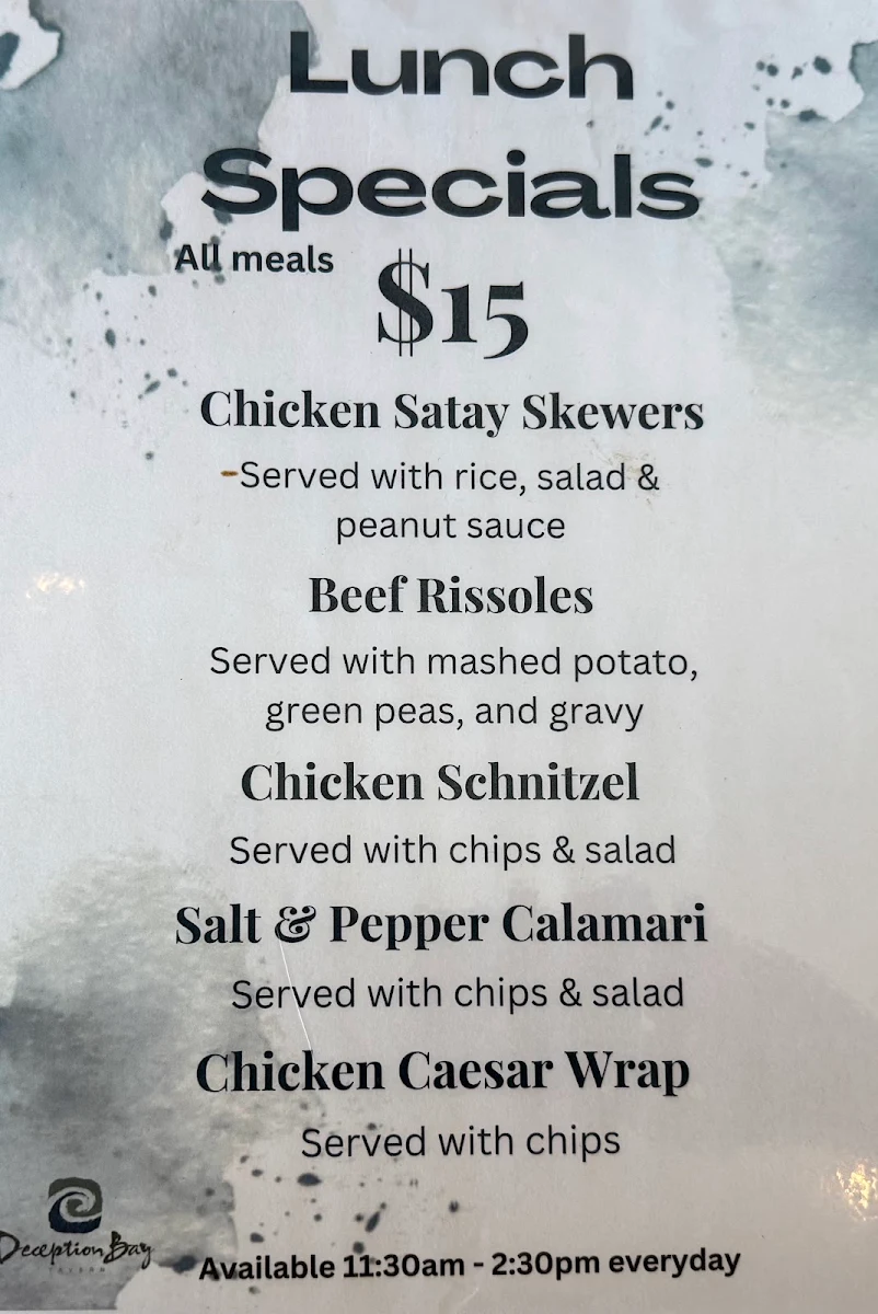 Menu, Deception Bay Tavern